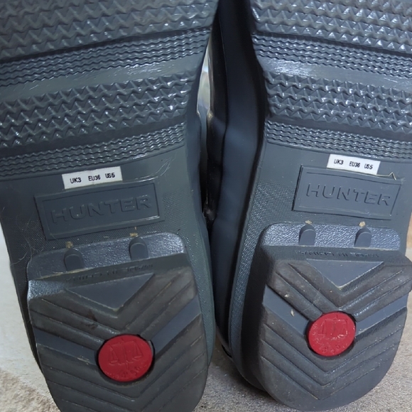 HUNTER I Original Tall Gloss Graphite Blue Grey Welly Rain Boots, US 5 EU 36 - Picture 14 of 16